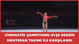 Cimnastik şampiyonu Ankara'da Mehteran Takımı ile karşılandı