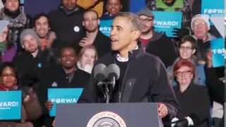 President Obama Tells the Story of "Fired Up! Ready to Go!" at His Final Rally