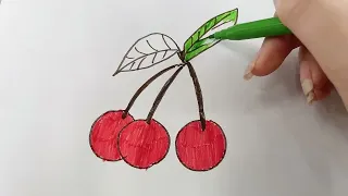 Color and complete the picture of cherry bunch