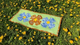 Из лоскутных блоков сошьем коврик#цветочная поляна#.