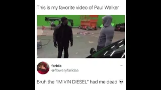 Paul Walker pretending to be Vin Diesel
