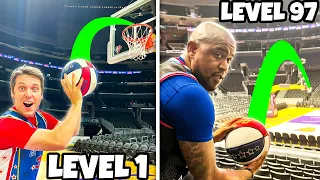 LEVEL 1 to 100 TRICK SHOTS vs HARLEM GLOBETROTTERS!