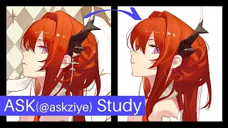 Quick Study: I tried drawing like ASK! (CSP/PSD file download)  [日本語字幕付き]