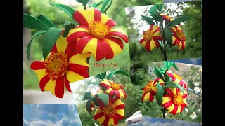 Полосатые бархатцы из фоамирана Striped marigolds from foamiran