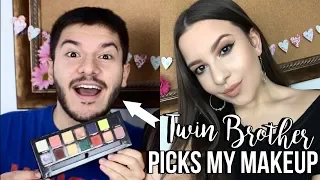 MY TWIN BROTHER PICKS MY MAKEUP | Jackie Ann