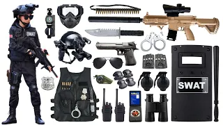 Special Police Weapons Toy set Unboxing-M416  rifle,AK-47 guns,Tactical helmet,Gas mask,Dagger