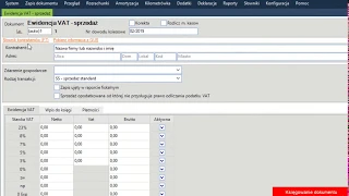 Księgowanie dokumentu sprzedaży towarów handlowych w Księdze Przychdów i Rozchodów PRO