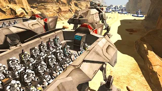 Clone Armored Task Force Invasion of OUTPOST WALLS! - Men of War: Star Wars Mod Battle Simulator