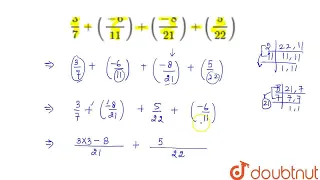 ज्ञात कीजिए (3)/(7)+((-6)/(11))+((-8)/(21))+((5)/(22))  | CLASS 8 | परिमेय संख्या | MATHS | Doub...