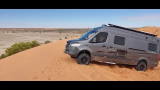 Jumbo the 4x4 Mercedes Sprinter Van tackles the Simpson Desert sand dunes and beyond,