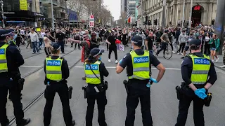 Victoria Police out in force on Melbourne streets as protests head into fifth day