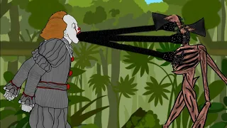 siren head vs it pennywise the battle drawing cartoon 2 animation.