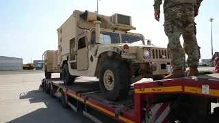 Grey Wolf Brigade moves vehicles and equipment in Poznan, Poland