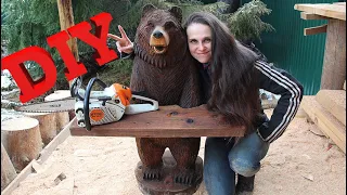 Резной мишка бензопилой/ #Сhainsawcarving a Bear#diy