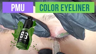 PMU Soft eyeliner touch up. Color Eyeliner