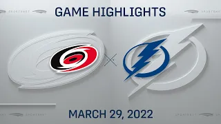 NHL Highlights | Hurricanes vs. Lightning - Mar 29, 2022