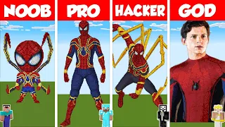 Minecraft TNT SPIDERMAN STATUE HOUSE BUILD CHALLENGE - NOOB vs PRO vs HACKER vs GOD / Animation