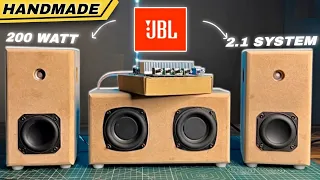 How to make a powerful🔥 JBL 2.1 music system at home using 2.1 class d amplifiers TPA  3116D2, TB-21