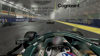 F1 2021 || Sebastian Vettel Aston Martin Cognizant F1 || 5 Lap Battle || Realistic Rainy Gameplay ||