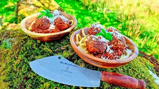 Best Meatballs PASTA made from Scratch 🔥 Alone with NATURE