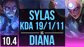 SYLAS vs DIANA (MID) | KDA 19/1/11, 2 Triple Kills, 700+ games, Legendary | NA Grandmaster | v10.4