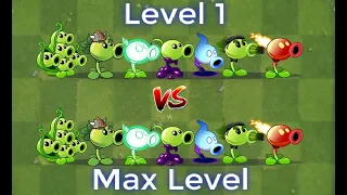 Plants vs Zombies 2 Max Level Peashooter vs Peashooter Level 1