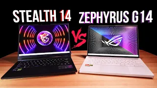 MSI Stealth 14 vs Zephyrus G14 Side by Side Benchmarks! 10+ Games, Timespy, Cinebench R23, and More!