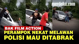 Momen Dramatis Polisi Tangkap Perampok di Tol Pasir Koja, Naik ke Kap Mobil