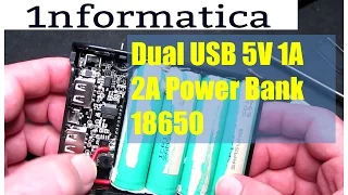 Dual USB 5V 1A 2A Power Bank 18650 - DIY Electronic Project With Recycled Cells / Batteries