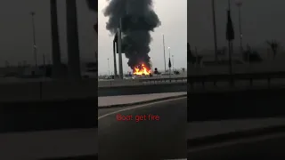 Boat get fire in sea #boat #fire #viral