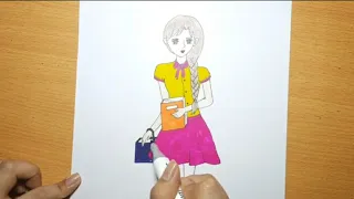 VẼ CÔ GÁI ĐƠN GIẢN I How to draw a girl very simple | ONG MẬT MỸ THUẬT #44