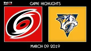 NHL Highlights   Carolina Hurricanes vs  Nashville Predators – Mar 9, 2019