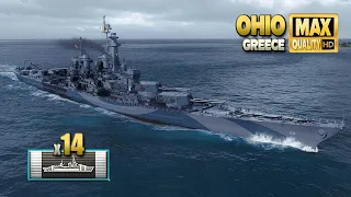 Battleship Ohio with 14 citadelles hits - World of Warships