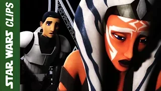 Ezra Saves Ahsoka From Darth Vader | Star Wars Clips