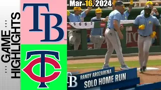 Tampa Bay Rays vs Minnesota Twins [TODAY] Highlights Mar 16, 2024 | MLB Spring Training 2024