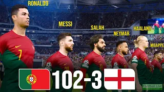 Portugal 102-3 England | Ronaldo, Messi, Salah, Neymar, Haaland, Mbappe Al Stars played for POR |PES