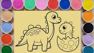 Sand Painting Cute Dinosaur and Baby Dinosaur❤️沙畫Tô màu tranh cát khủng long