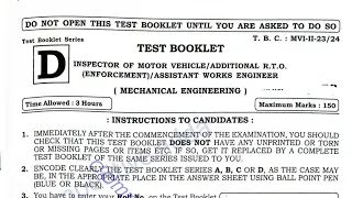 OPSC INSPECTOR OF MOTOR VEHICLE,ADDITIONAL R.T.O (ENFORCEMENT),ASSITANT WORKS ENG23-24 SOLVED PART-1