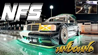 NFS UNBOUND - A$AP Rocky’s Mercedes 190 E - Assetto corsa | Steering Wheel Gameplay