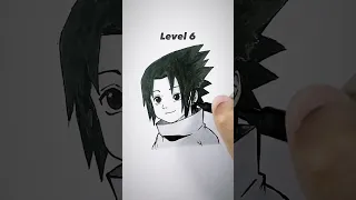 How to Draw Sasuke in different Levels 😳 #shorts #anime #drawing