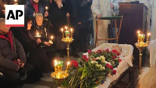 Scenes inside Moscow church during farewell ceremony for Alexei Navalny