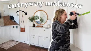 I didn't have an entryway... so I DIY'd one ✨ *MAJOR* makeover + renter-friendly hacks!