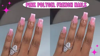 $12 POLYGEL NAILS 😱| AMAZON HAUL/REVIEW | PINK FRENCH WITH PEARL OUTLINE