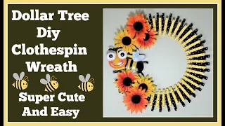 Dollar Tree Diy Clothespin Wreath Super easy Diy Great gift idea too