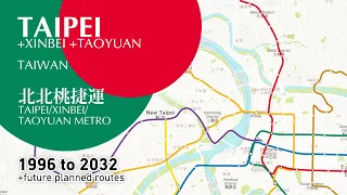 Greater Taipei Metro Evolution (Taipei, New Taipei, Taoyuan) (1996-2030)