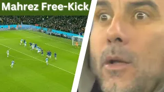 Pep Guardiola crazy reaction on Riyad Mahrez free-kick goal vs Chelsea Fc