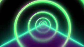 Futuristic Green Neon Laser Rings Fluorescent Light Tunnel Moving Wallpaper Background