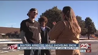 Skaters arrested while shoveling snow at Thehachapi skate park