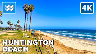 [4K] Huntington Beach, California - Blufftop Park to Pier Walking Tour & Travel Guide 🎧 Ocean Waves