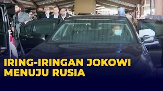 Iring-Iringan Mobil Presiden Jokowi Menuju Rusia